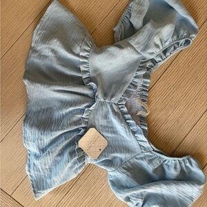 Altar’d State Blue Ruffled Crop Top